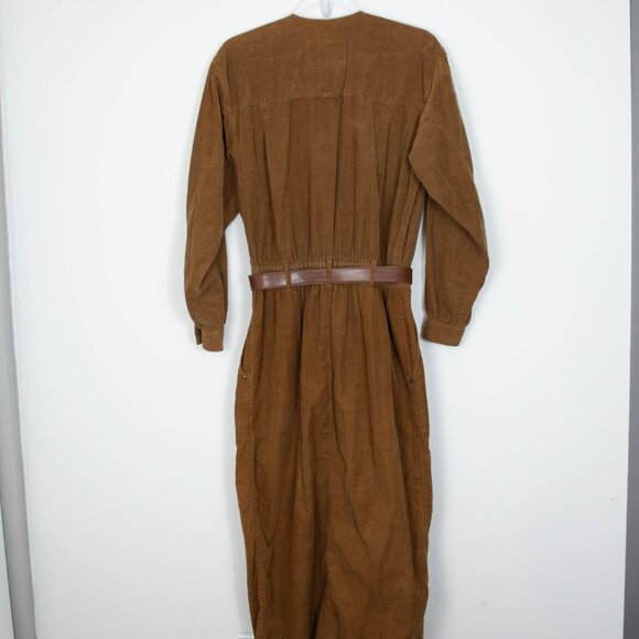 Vintage Liz Claiborne Womens Corduroy Button Front Dress Belt Size 8 Tan 80s - Picture 7 of 9